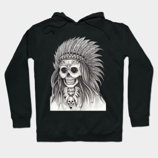 Skull indian hand drawing. Hoodie